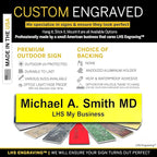 Personalized Name Plate with Choice of Mounting for Walls, Doors, Desk Holders, Cubicles, Hanging and More - Custom Yellow Plastic Black Letters - USA Made 2x8 - B4
