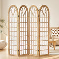 ALeesing Folding Room Divider Privacy Screen Freestanding 4-Panel Shoji Style Wooden Frame Decorative Partition Wall for Bedroom Office Apartment Natural