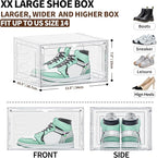TOFWOF 6 Pack XX Large Shoe Organizer, Heavy-Duty Hard Thicken Plastic Clear Stackable Shoe Storage Box Organizer for Closet, Space-Saving Shoe Rack Display Case Bin Containers for Sneakers, Clear