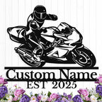 Personalized Motorcycle Metal Sign Custom Biker Name Sign Dirt Bike Wall Decor Motorcycle Home Decor Motorbikes Sign Garage Decor Gifts for Men Husband Rider