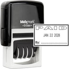MaxMark Office Self Inking Date Stamp with Phrase Paid - Black Ink