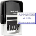 MaxMark Office Self Inking Date Stamp with Phrase Approved - Blue Ink