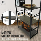 CAPHAUS 5 Tier Bookshelf, 24 Inch Width Free Standing Shelf, Bookcase Shelf Storage Organizer, Industrial Book Shelves for Home Office, Living Room, Kitchen, Dark Grey