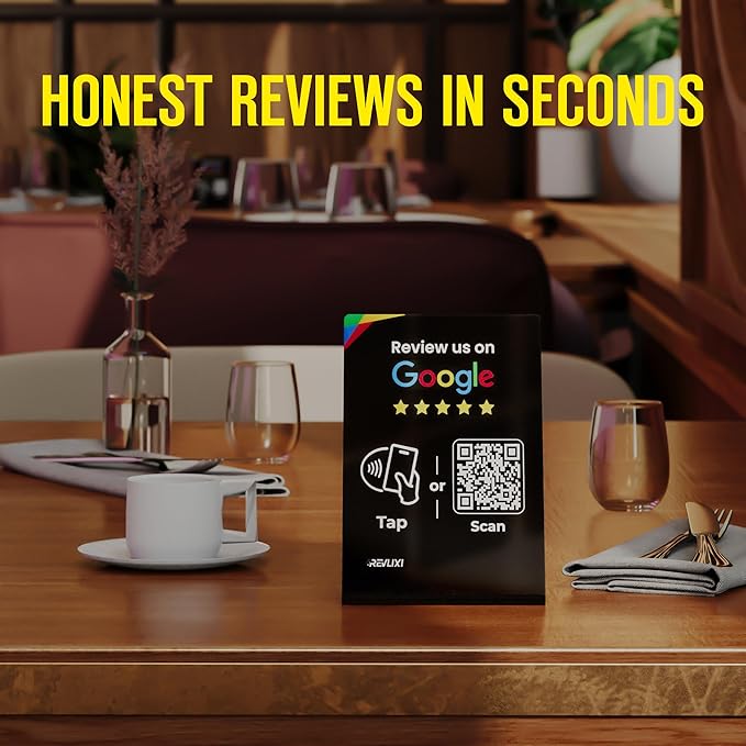 REVLIXI Google Review Stand (10 PCS)- Boost Reviews w/Reusable Google Review Tap Card Stand & QR Code Stand -No App, No Subscription-Android & iPhone Compatible -Boost Google Reviews for Online Growth