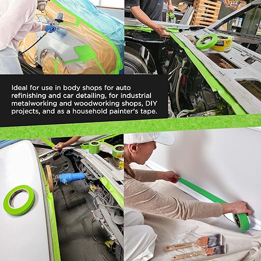 Dura-Gold Green Automotive Masking Tape 1-1/2 Inch (1.41 Inch x 55 Yards), 2 Rolls - Premium High-Performance, Heat Resistant - Auto Refinish Painting, Car Detailing, Autobody Industrial Painters Tape