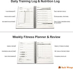 SaltWrap Daily Fitness Planner - Gym Workout Training Log, Weightlifting Exercise Journal, and Food/Diet Tracker - Daily and Weekly Pages, Goal Tracking, Spiral-Bound, 7 x 10 inches