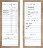 Sheffield Home Set of Two Family Planner Dry Erase Boards Featuring, Chore Chart, Shopping List, Weekly Meal Planner and Notes, 9x21 Inch, Natural