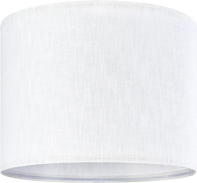 Set of 2 Pure White Linen Drum Lamp Shade 13" Top x 13" Bottom x 10" High (Spider) Contemporary Lamp Shades for Table Lamps & Bedside Lamps Replacement Lampshade - GO&SO - Assembly is Required