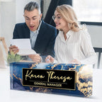 Custom Office Name Plate for Desk, Personalized Gifts for Men, Appreciation Gifts for Employee Coworkers Boss Teacher, Office Accessories (Blue Marble)