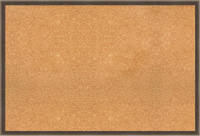 Amanti Art Natural Cork Board for Wall, 25x37 Vision Board with Brown Wood Frame, Large Corkboard Office Decor for Home Organization, Modern Contemporary Corkboard Pinboard to display items for home