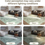 GENIMO Washable Area Rugs for Living Room, 8x10 Modern Non Slip Rugs, Low Pile Lightweight Soft Print Rug for Bedroom, Dining Room, Home Office, Washed Cream Green