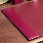 DACASSO Bonded Leather Desk Pad with Side Rails - Luxury Leather Desk Blotter for Writing - Padded Executive Desk Surface Protector - ( Burgundy, 30” x 18”)