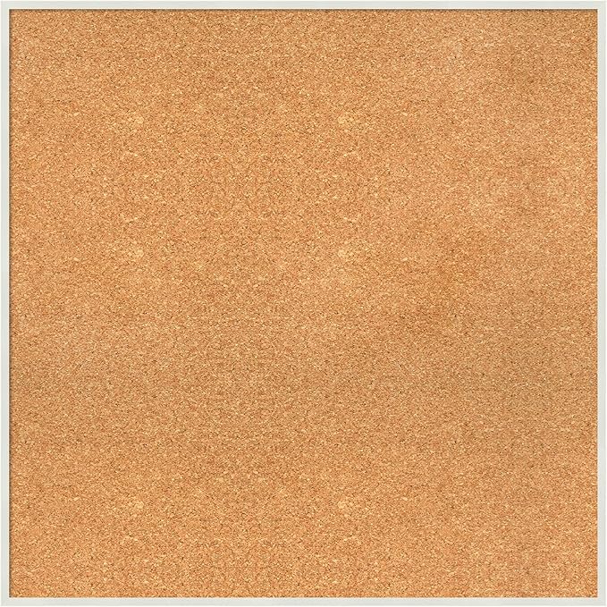 Amanti Art Natural Cork Board for Wall, 29x29 Vision Board with White Frame, Large Corkboard Office Decor for Home Organization, Modern Corkboard Pinboard to Display Items for Home Organization in