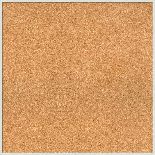 Amanti Art Natural Cork Board for Wall, 29x29 Vision Board with White Frame, Large Corkboard Office Decor for Home Organization, Modern Corkboard Pinboard to Display Items for Home Organization in