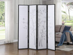 Roundhill Bamboo Print 4-Panel Framed Room Screen/Divider, black