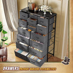 Romorgniz 57“H Dresser for Bedroom with Drawers,Fabric Dressers & Chests of Drawers for Bedroom,Large Dresser, Sturdy Metal Frame & Wood Top,Entryway, Hallway(Grey)