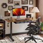 Agilestic Height Adjustable Desk with 2 Drawers, 55 x 24 Inches Electric Standing Desk, Stand up Computer Table with Memory Preset, for Work Office Home, Dark Brown