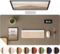 Aothia Dual-Sided Desk Mat - Leather & Cork Desk Protector, Large Mouse Pad & Writing Pad for Office/Home, Coffee (25.6"x13.7")