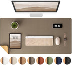 Aothia Dual-Sided Desk Pad - Leather Desk Mat, Natural Cork Desk Pad Protector, Large Mouse Pad for Desk, Waterproof Desk Blotter Pad, Desk Writing Pad for Office Work/Home, Coffee (37.8"x17")