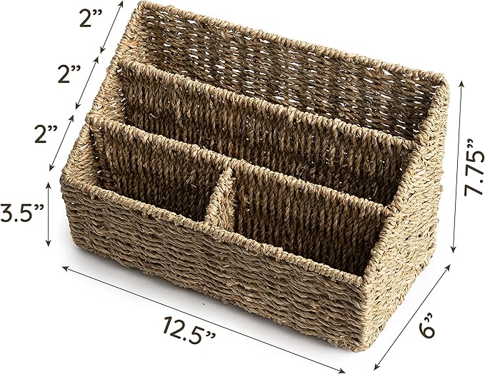 KOLWOVEN Magazine Display Holder- Mail Organizer Countertop- Mail Holder l Bill Sorter Organizer For Desk And Home Boho Rack Storage Organizer