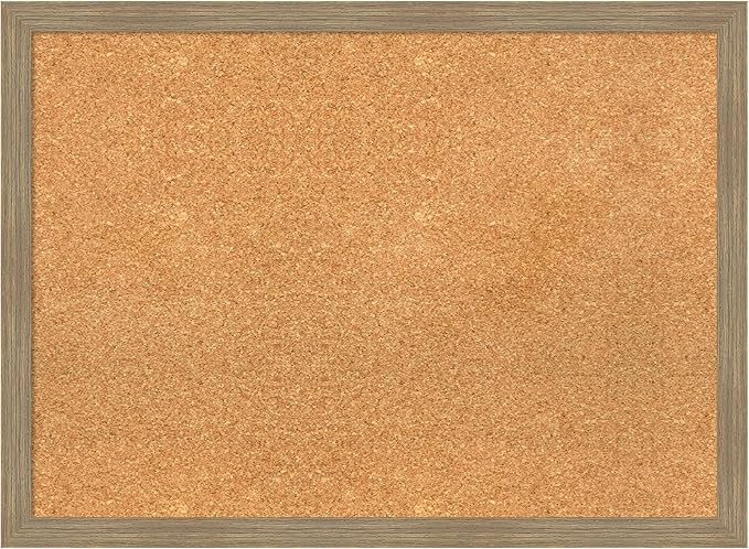Amanti Art Natural Cork Board for Wall, 22x30 Vision Board with Brown Wood Frame, Medium Corkboard Office Decor for Home Organization, Casual Corkboard Pinboard to display items for home organization