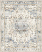 GENIMO 8x10 Area Rugs for Living Room, Machine Washable Rug, Non Slip Indoor Vintage Rug, Low Pile Lightweight Chenille Print Carpet for Bedroom Dining Room Home Office, Mint Sage