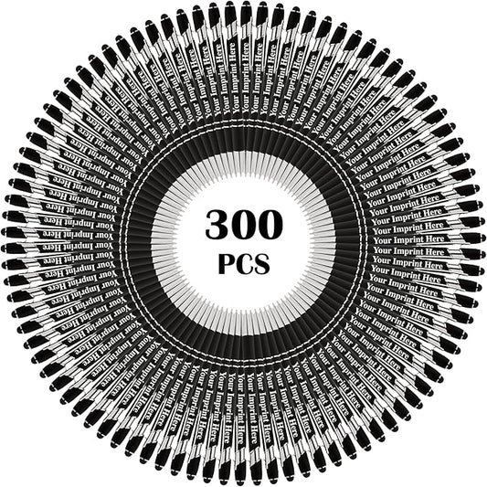 Up to 500 Pcs Custom Pens Bulk | Rainbow of Colors | Soft-Touch Metal Black Ink Personalized with Name or Message (Black, 300 pcs)