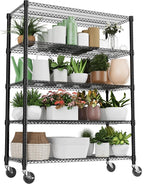 M MZG 5 Tiers Shelf 3300 lbs Steel Storage Shelving Utility Shelving Unit Steel Organizer Wire Rack for Home,Kitchen,Office,Garage Black 23.6" D x 53.1" W x 73.6" H