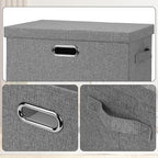 Graciadeco Large 17" 36 Quart Collapsible Stackable Storage Bins with Lids, 5 Packs Gray Foldable Fabric Closet Storage Boxes with Lids, Heavy-duty Linen Cube Baskets(17 x 12 x 11)