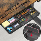SHW 48-Inch Electric Height Adjustable Standing Desk with Drawer, Memory Preset and Cable Management Tray, Rustic Brown