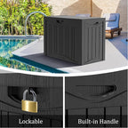 Yardgrace 50 Gallon Lockable Resin Outdoor Storage Box, Waterproof & Weather Resistant Deck Box for Patio Cushion, Garden Tools & Pool Accessories, Black
