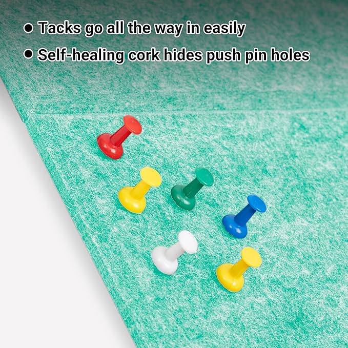 AKTOP Cork Board Bulletin Board 24"x36", 6 Pack Removable Felt Cork Board Tiles for Wall, Large Corkboard Notice Pin Board for Office, School & Home,24 Safe Adhesive Tabs, 20 Push Pins, Lake Blue