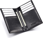 Slim Leather Credit Card Holder for Men & Women 8cc, Italian Calfskin (Black)
