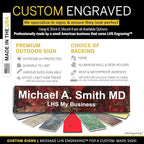 Engraved Door Signs for Office Personalized Rustico Granite Plastic Door Plaque White Letters - Made in USA 2x6 S2