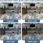 Office Chair Mat for Hardwood Tile Floor, Abstract 48"X 60" Desk Mats for Office Chair on Rolling Chairs Carpet, Desk Anti-Slip 1/5" Thick Rug for Computer Chair, Thin Low-Pile Floor Mat, Navy Beige