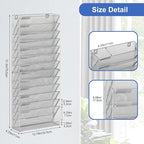 EasyPAG Wall File Holder 14 Tier Mesh Hanging Folder Organizer with Flat Tray Wall Mounted Mail Organizer Magazine Paper Desk Shelf with Nametag Label for Office Home School, Silver