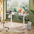 DEVAISE 48 x 24 Inch Standing Desk, Whole-Piece Electric Standing Desk with Adjustable Height, 3-Preset Memory Sit Stand up Desk, One Piece Desktop Computer Desk for Home, Office (White)