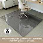 Koonmi Tempered Glass Chair Mat for Hardwood Floors & Carpets, 46" x 55“ Grey Heavy Duty Office Floor Protector, Scratch & Dust Concealing, Noise-Free for Home Office Desk
