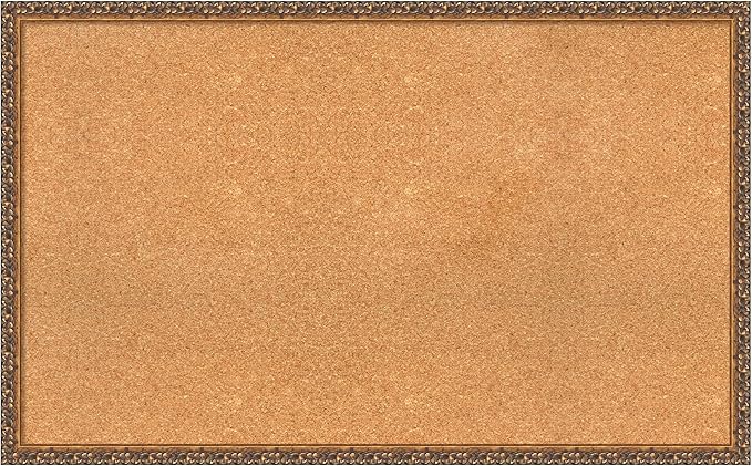 Amanti Art Natural Cork Board for Wall, 26x42 Vision Board with Bronze Frame, Large Corkboard Office Decor for Home Organization, Traditional Corkboard Pinboard to Display Items for Home Organization