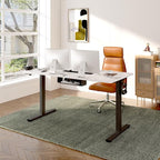 FLEXISPOT EN2 Whole-Piece Standing Desk with Clamp Power Strip, 55 x 28 Electric Stand Up Height Adjustable Desk with Cable Management (Black Frame + 55" Marble Grey Top, 2 Packages)