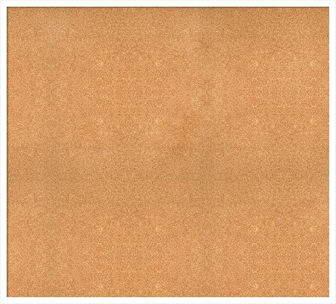 Amanti Art Natural Cork Board for Wall, 37x41 Vision Board with White Frame, Oversize Corkboard Office Decor for Home Organization, Modern Corkboard Pinboard to Display Items for Home Organization in