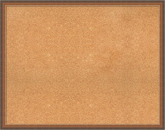 Amanti Art Natural Cork Board for Wall, 30x38 Vision Board with Bronze Frame, Large Corkboard Office Decor for Home Organization, Modern Corkboard Pinboard to Display Items for Home Organization in