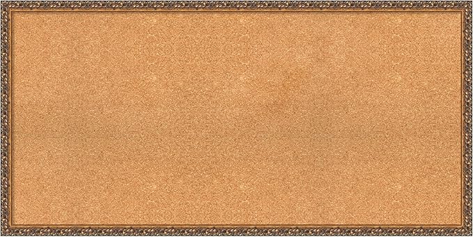 Amanti Art Natural Cork Board for Wall, 24x48 Vision Board with Bronze Frame, Oversize Corkboard Office Decor for Home Organization, Traditional Corkboard Pinboard to Display Items for Home