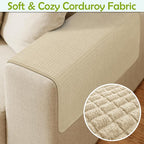Couch Arm Covers, Waterproof Armrest Cover for Sofa, Armchair, Loveseat, Non-Slip Recliner Arm Covers, Sofa Headrest Covers, Arm Chair Covers Set of 2 (Sand, 24"×20")