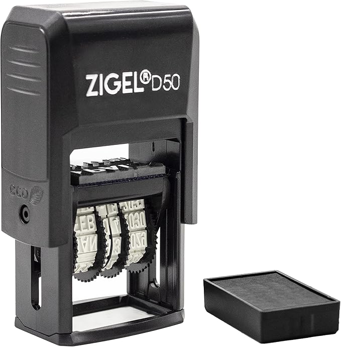 ZIGEL D50 Date Stamp with MAILED - Self Inking Date Stamp - Black