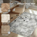 Office Chair Mat for Hardwood Tile Floor, Abstract 48"X 60" Desk Mats for Office Chair on Rolling Chairs Carpet, Desk Anti-Slip 1/5" Thick Rug for Computer Chair, Thin Low-Pile Floor Mat, Slate