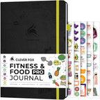 Clever Fox Fitness & Food Journal PRO – Daily Workout & Meal Planner for Women & Men – Exercise & Weight Loss Diary Notebook, 7.3x10.4” (Black)