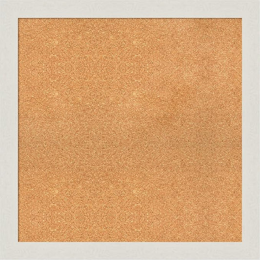 Amanti Art Natural Cork Board for Wall, 29x29 Vision Board with White Frame, Large Corkboard Office Decor for Home Organization, Country Rustic Corkboard Pinboard to Display Items for Home