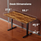 ErGear Height Adjustable Electric Standing Desk, 55 x 28 Inches Sit Stand up Desk, Memory Computer Home Office Desk (Vintage Brown) (EGESD6V)