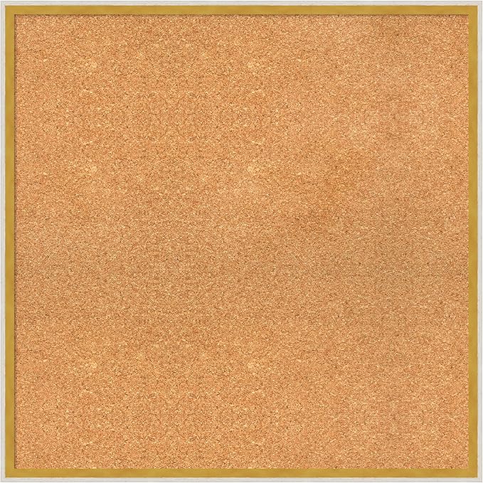 Amanti Art Natural Cork Board for Wall, 27x27 Vision Board with White Frame, Large Corkboard Office Decor for Home Organization, Modern Corkboard Pinboard to Display Items for Home Organization in